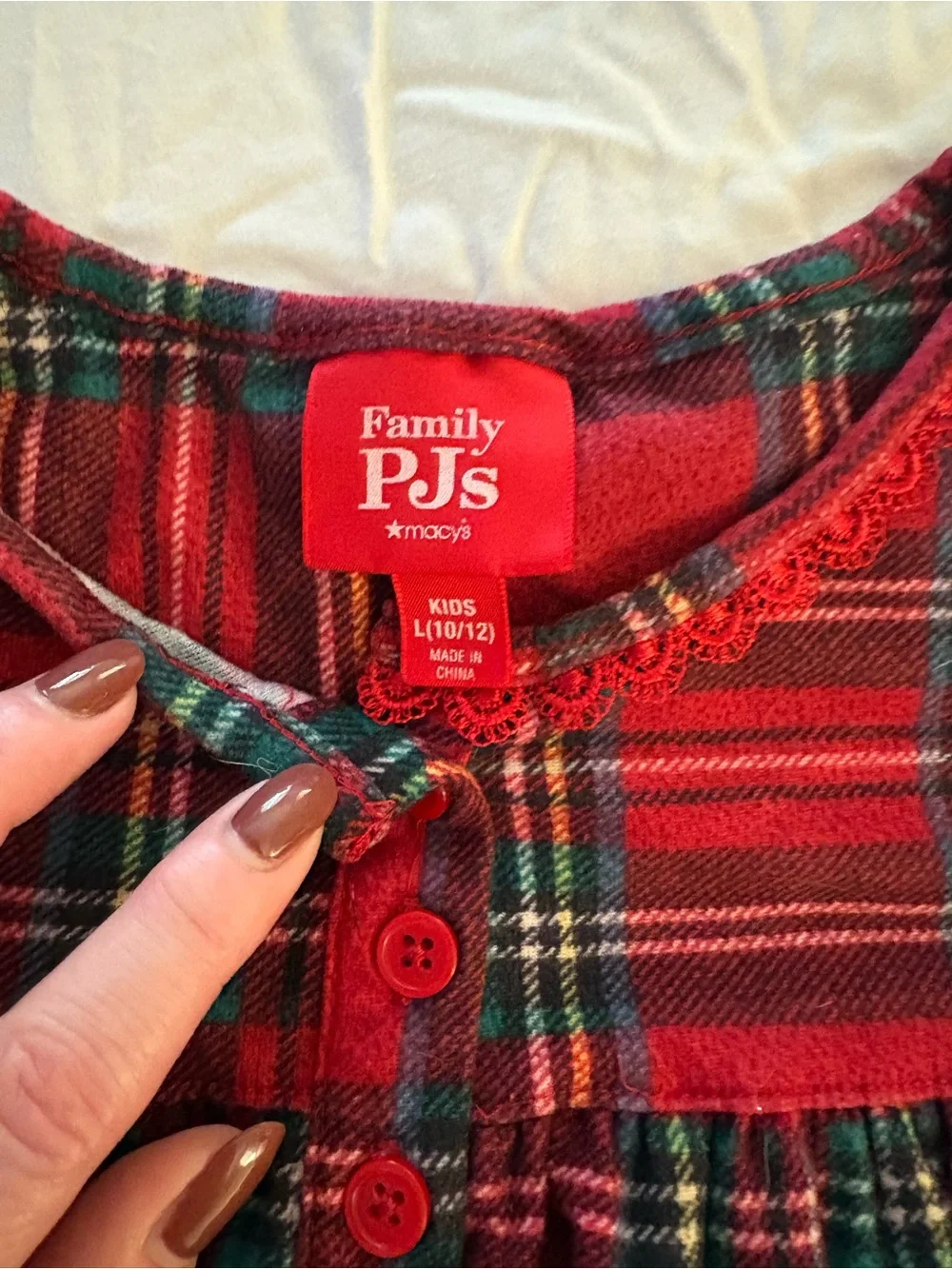 Macy's Red Green Plaid Girls' Nightgown